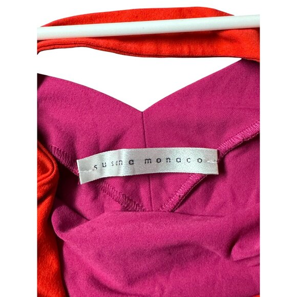 Susana Monaco Purple‎ Orange Color Block Short Strap Dress Stretch Women's S /N2 - Picture 3 of 6